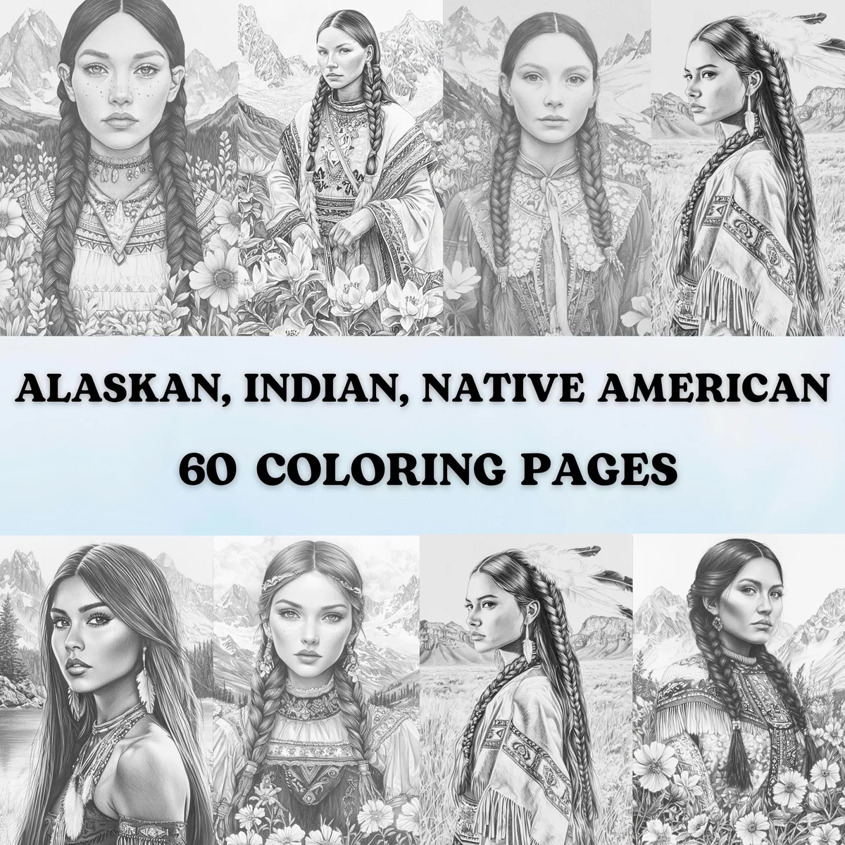 Alaskan Grayscale Coloring Pages