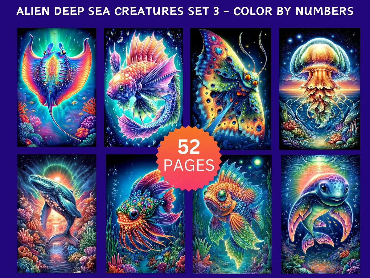 Alien Deep Sea Creatures Set 3 Color by Number