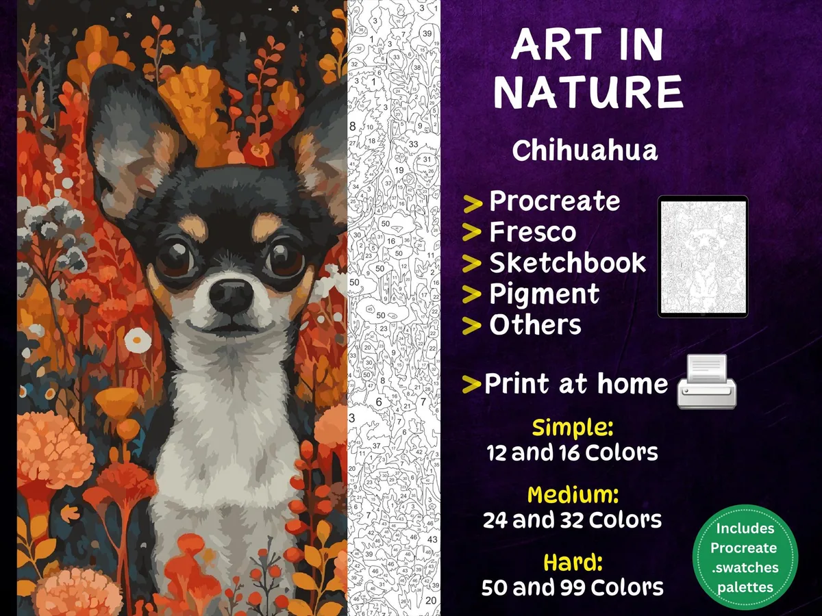 Art in Nature Chihuahua Color by Number