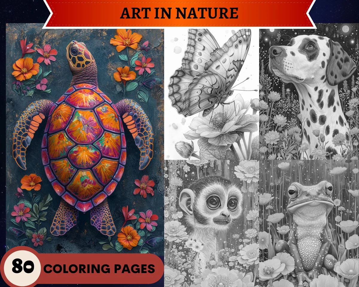 Art in Nature Grayscale Coloring Pages