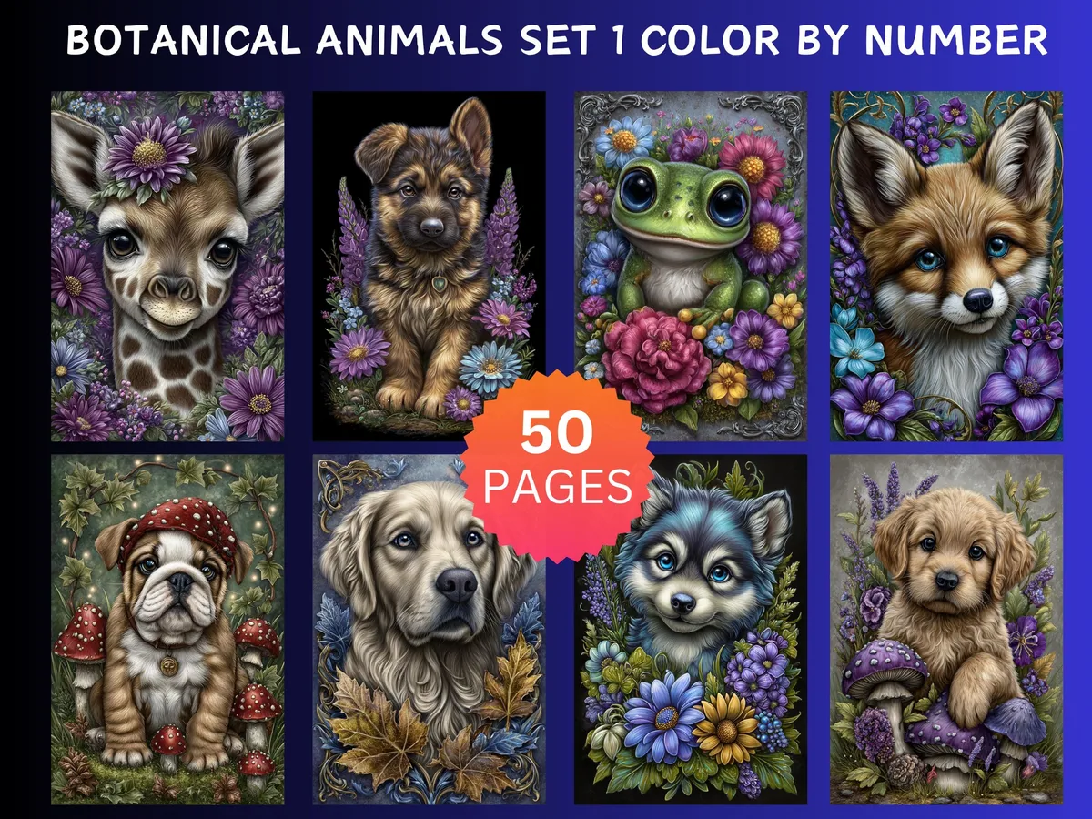 Botanical Animals Color by Number