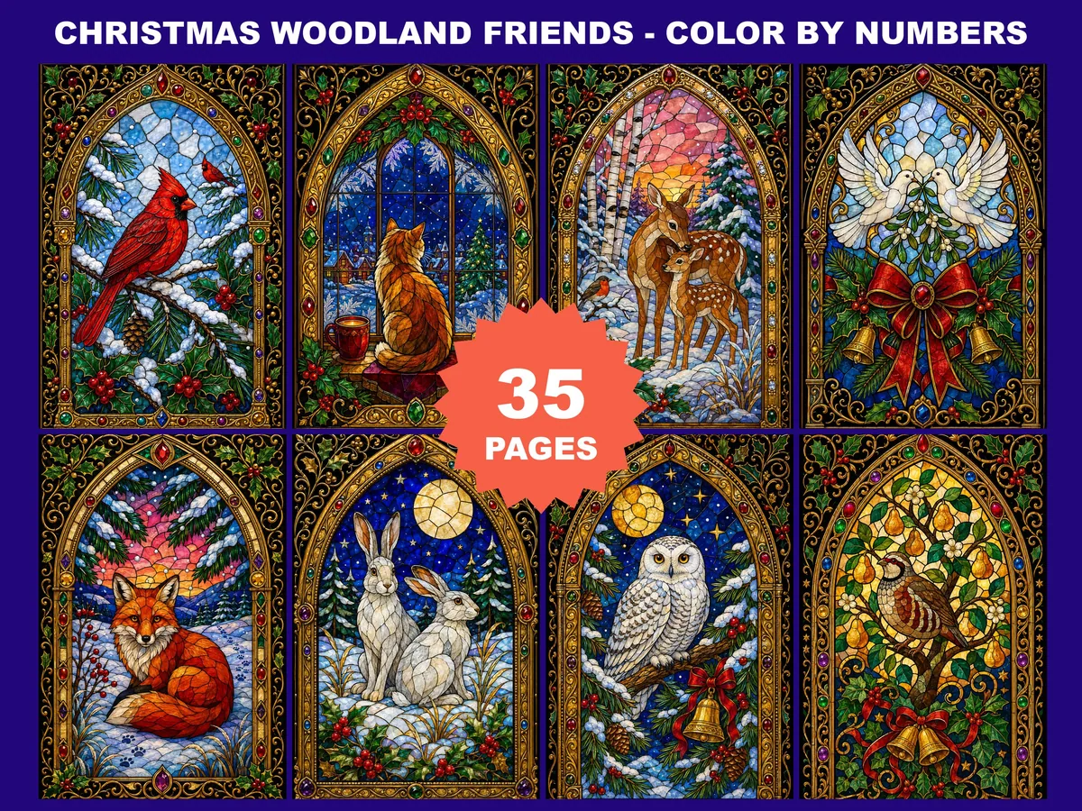 Christmas Woodland Friends Color by Number