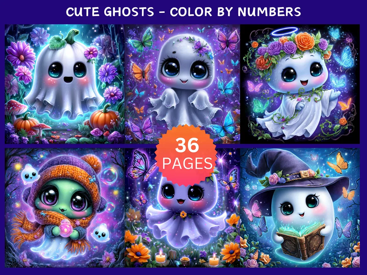 Cute Ghosts Color by Number