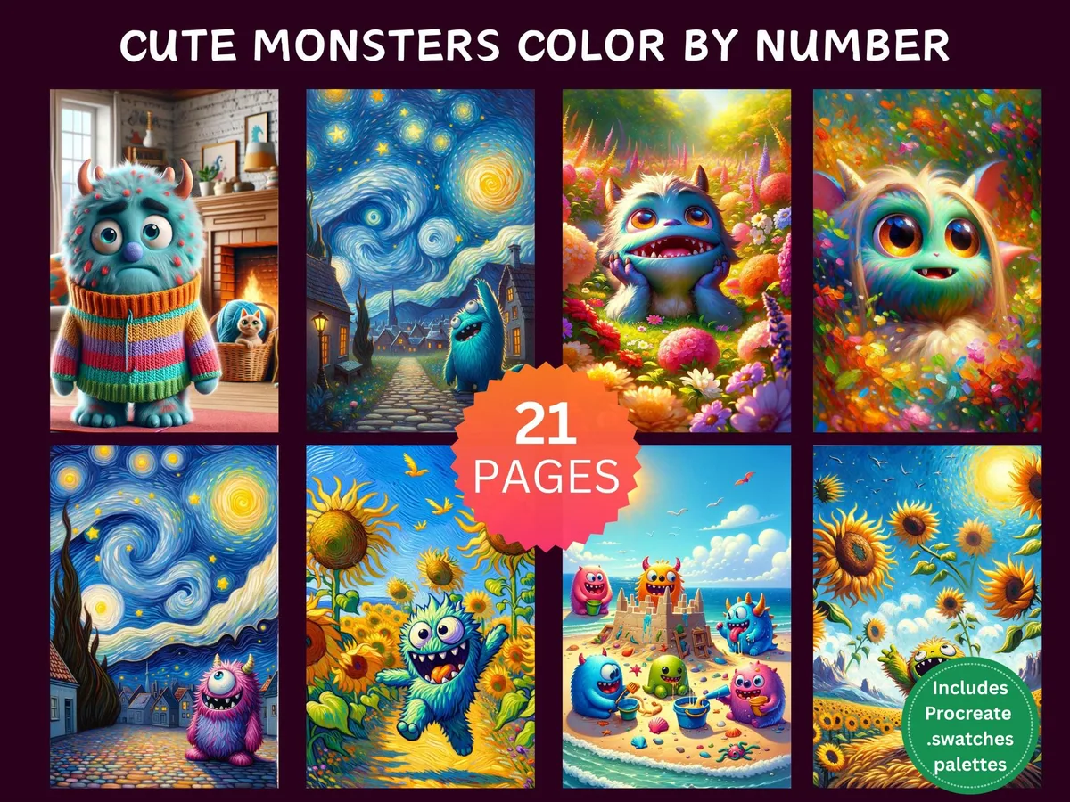 Cute Monsters Color by Number