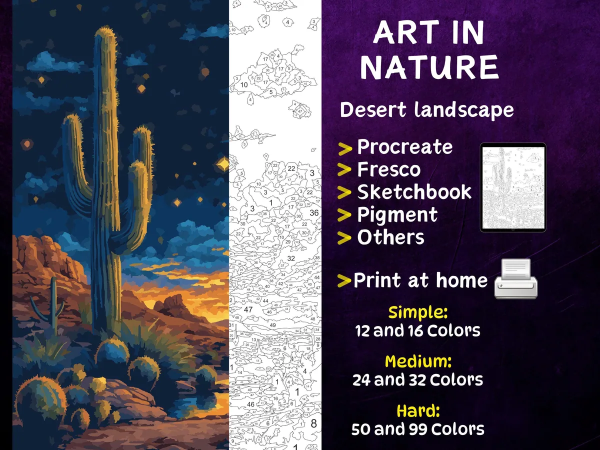 Desert landscape Color by Number