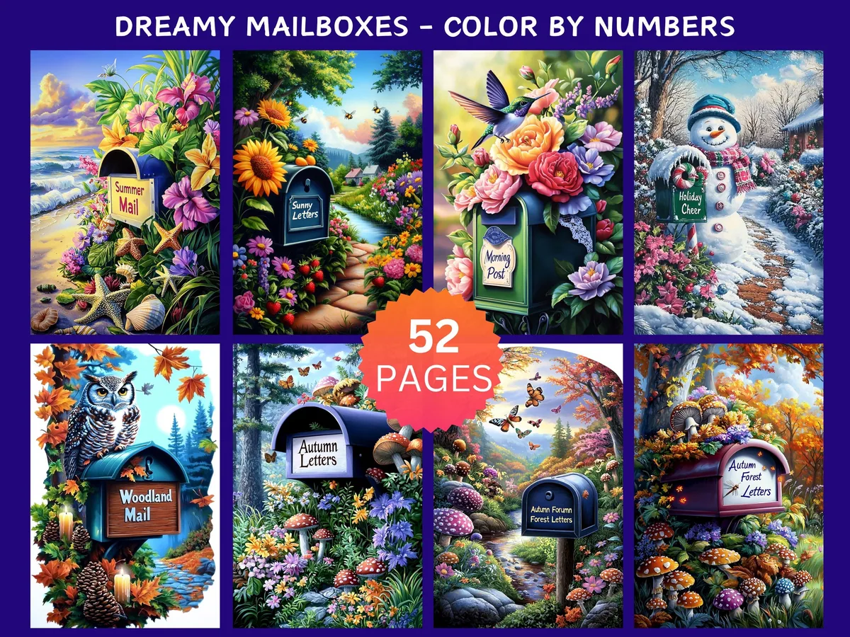 Dreamy Mailboxes Color by Number