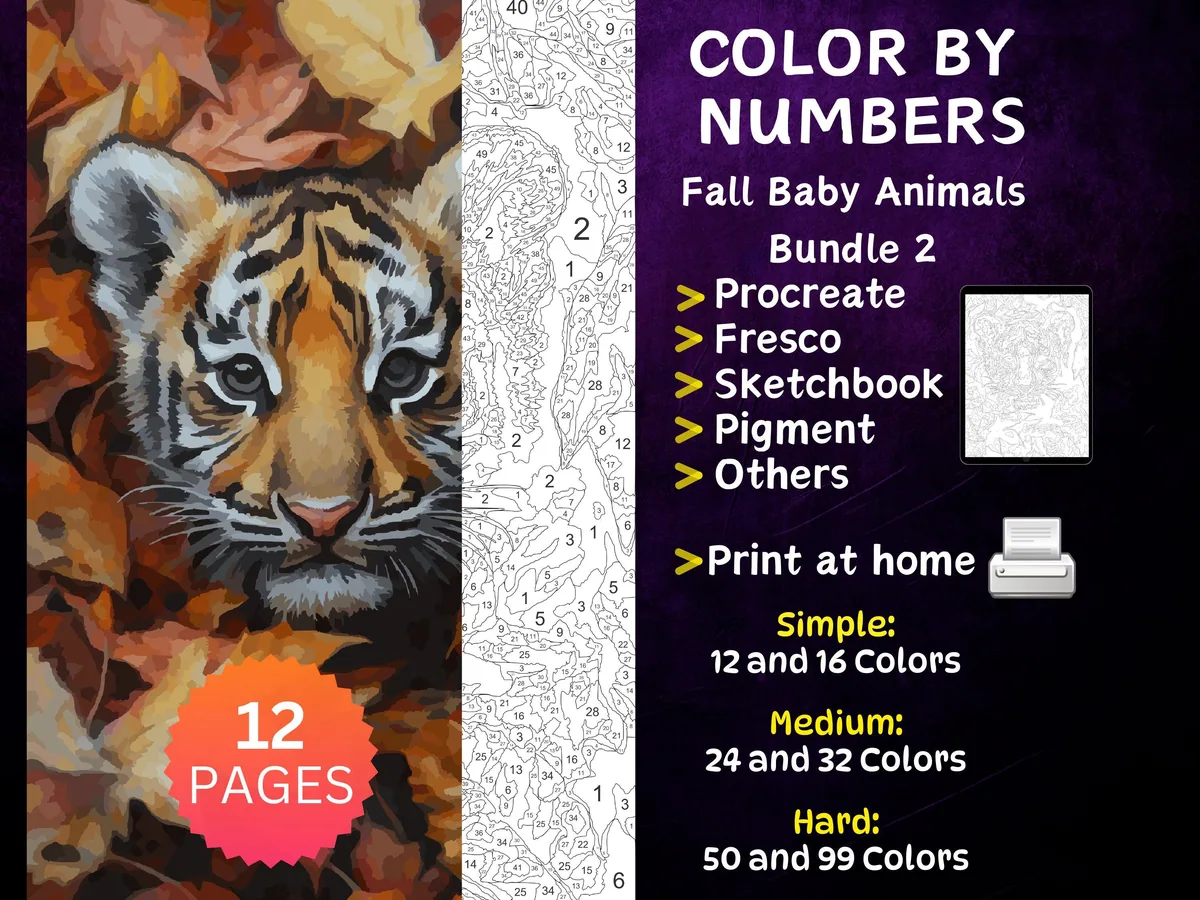 Fall Baby Animals Bundle 2 Color by Number