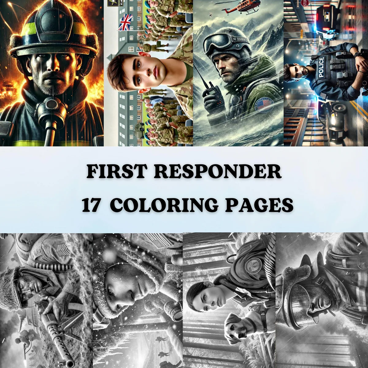 First Responder Grayscale Coloring Pages