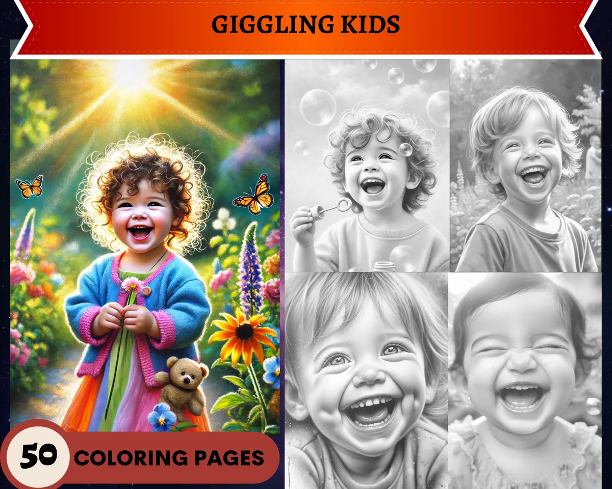 Giggling Grayscale Coloring Pages