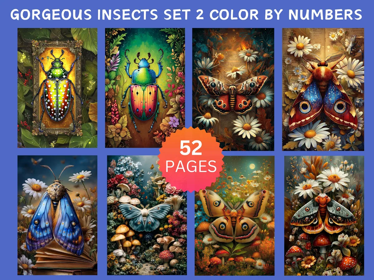 Gorgeous Insects Set 2 Color by Number