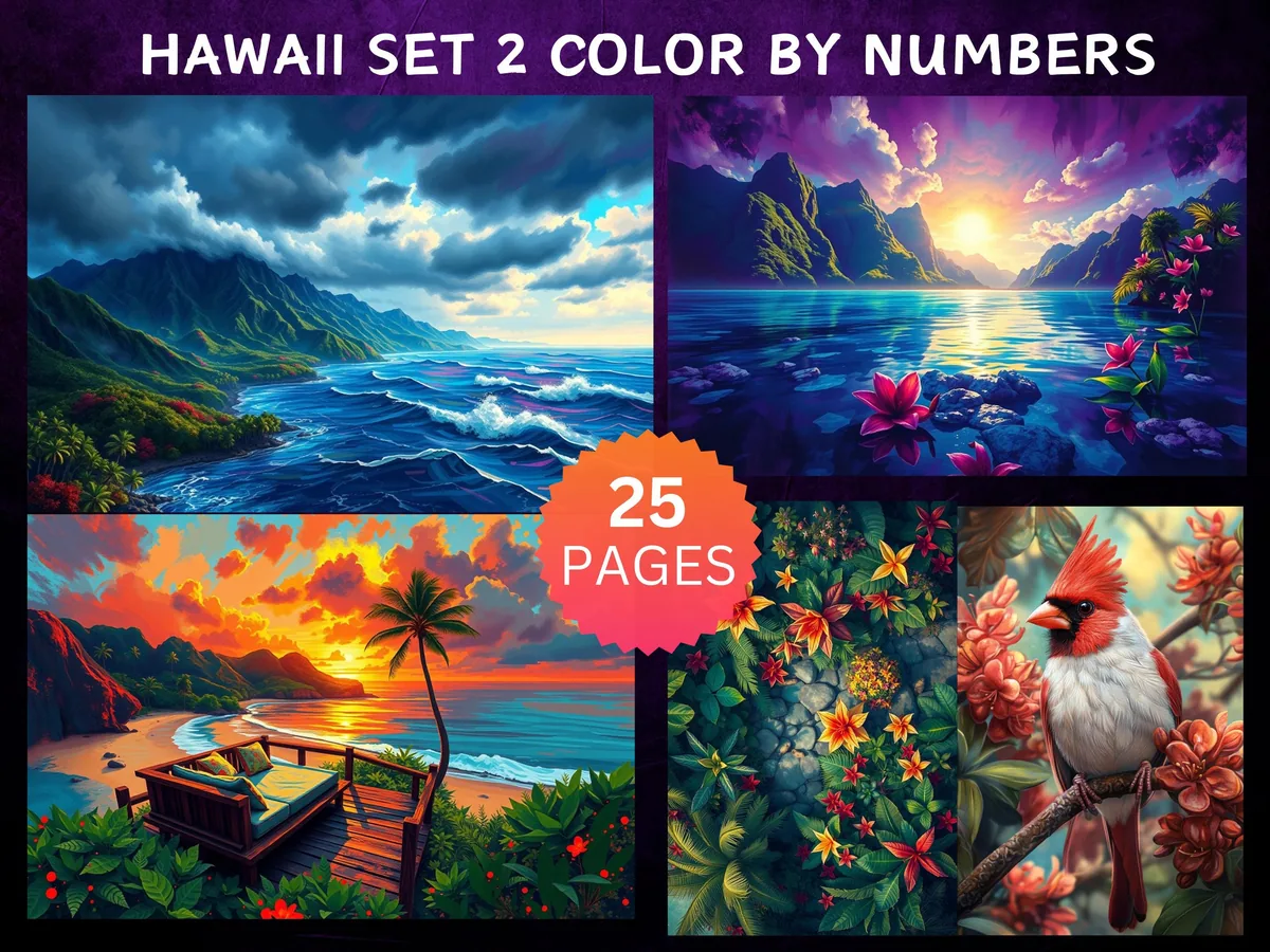 Hawaii Landscapes and Wildlife 2 Color by Number