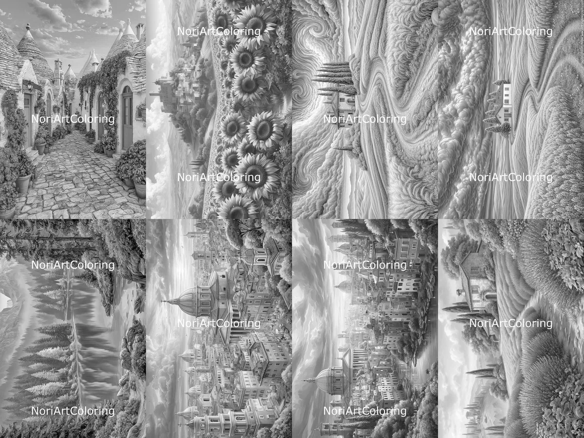 Italy Grayscale Coloring Pages