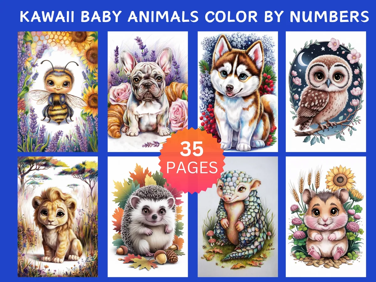 Kawaii Baby Animals Set 1 Color by Number