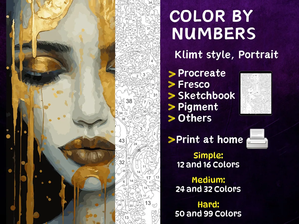 Klimt Portrait Color by Number