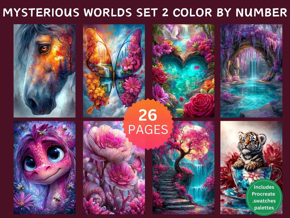 Mysterious Worlds Set 2 Color by Number