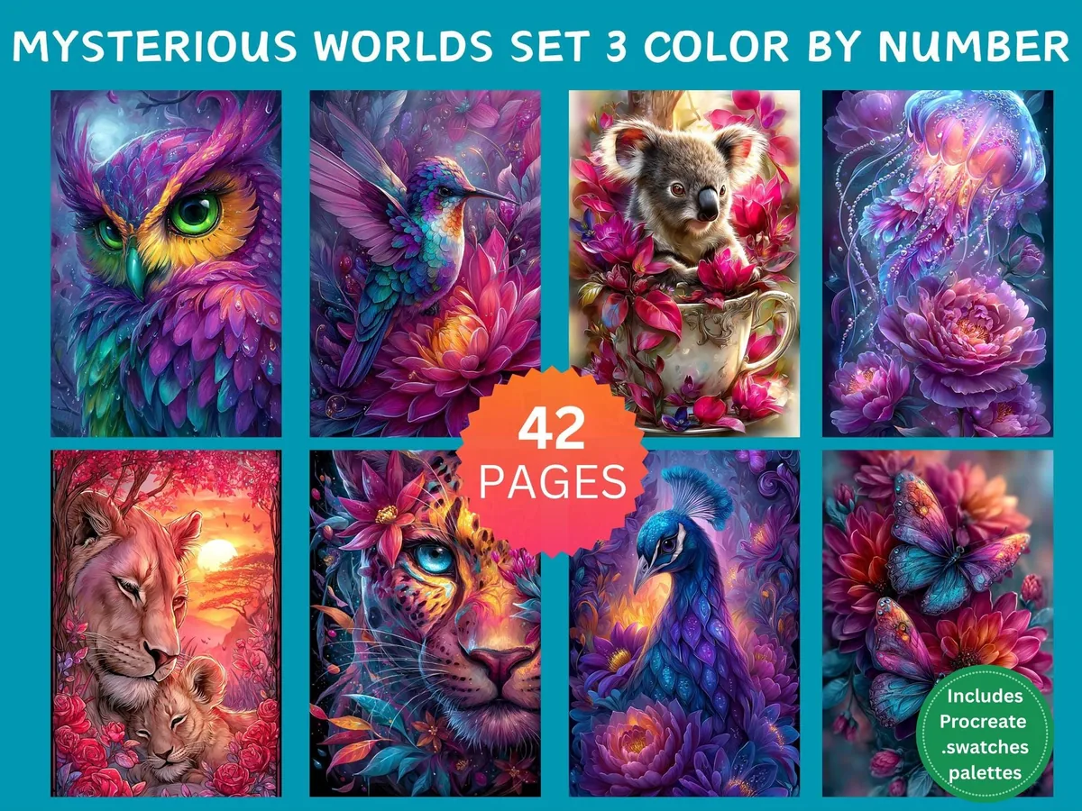 Mysterious Worlds Set 3 Color by Number