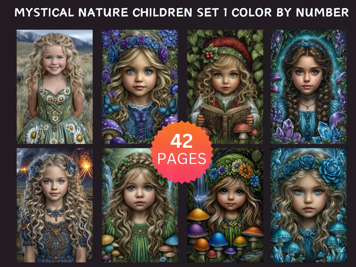 Mystical Nature Children Set 1 Color by Number