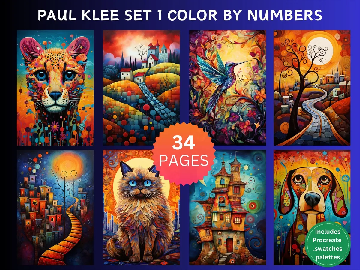 Paul Klee Inspired Paintings Set 1 Color by Number