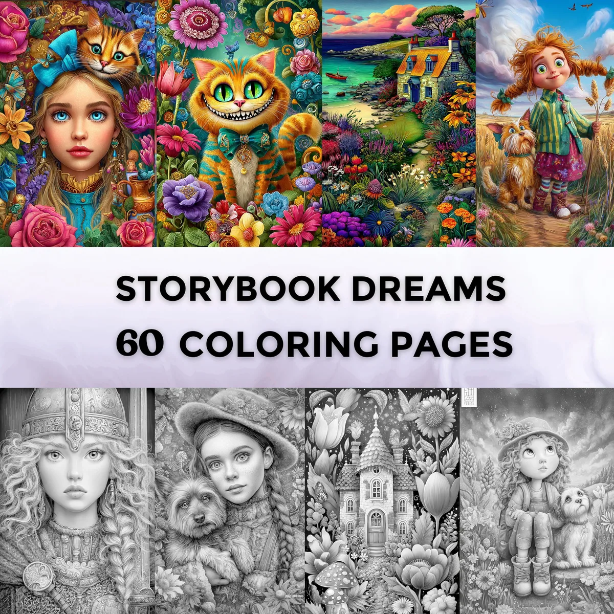 Storybook Dreams Grayscale Coloring Pages