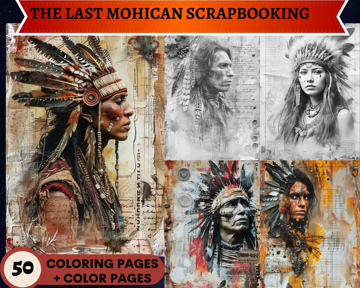 The Last Mohican Scrapbooking and Grayscale Coloring Pages
