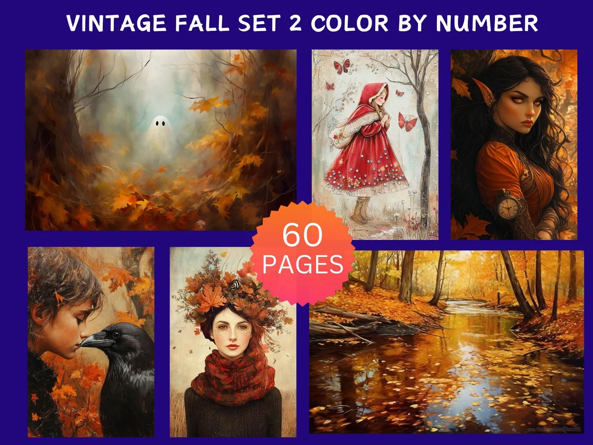 Vintage Fall Set 2 Color by Number