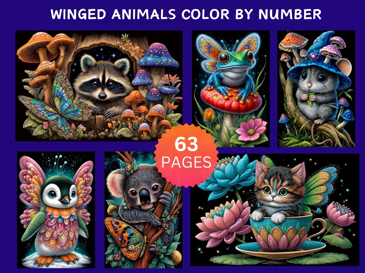 Winged Animals Color by Number