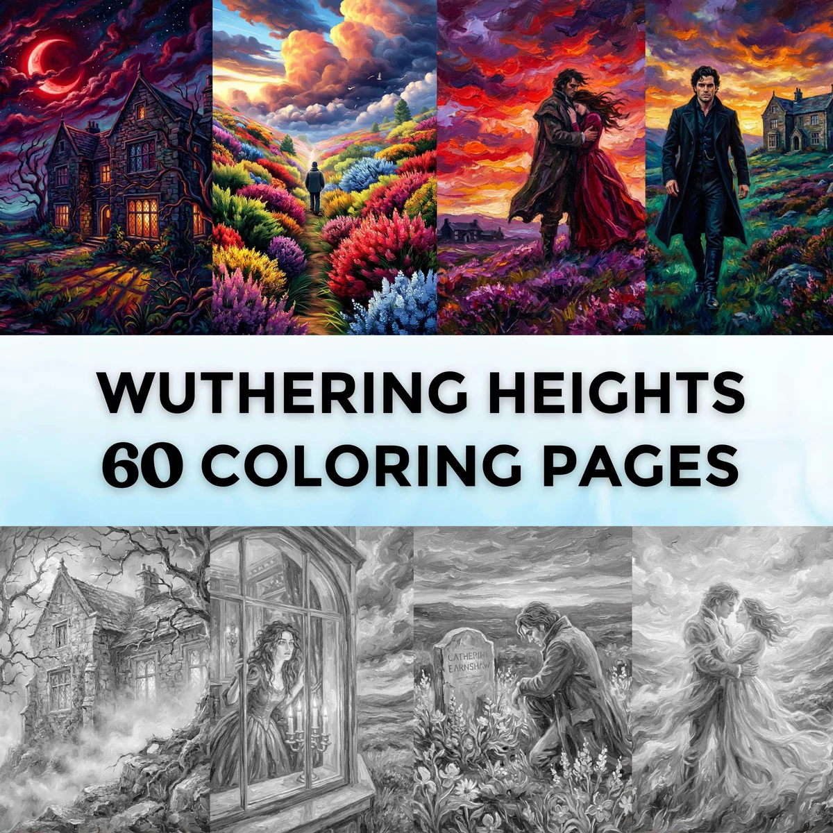 Wuthering Heights Grayscale Coloring Pages